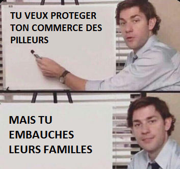 Super_Brouly's tweet photo. Entreprises de montage de panneaux de protections, agents de sécurité privée et même employés de la société: on ne parle pas assez de ce paradoxe cyclique auto-alimenté..! https://t.co/93bhcIYf3J