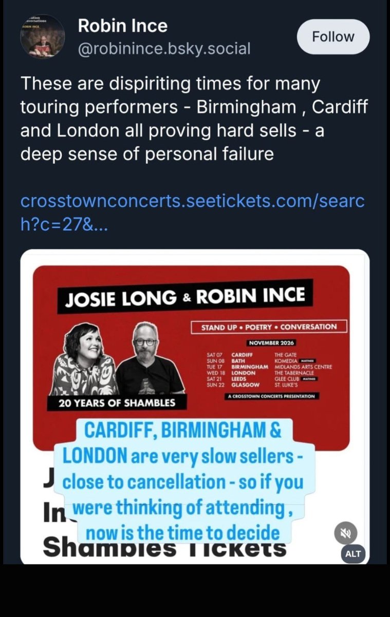 OrwellianPeril's tweet photo. @TandCake @Glinner Oh the humanity!
Despite booking miniscule theatres, nobody wishes to listen to Robin and Rosie withering on. https://t.co/sr4xUfYYvR