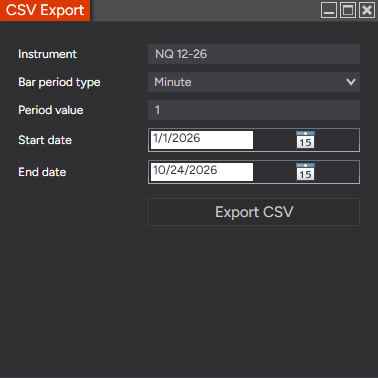 ProbableChris's tweet photo. CSV Exporter for Ninja Trader

Here is a data export tool I made. Import it like you would an indicator (Tools > Import > Ninjascript Add-On). To use it, go to main control center window and click "New". Scroll down and select the CSV Export.

You can export any data you want. Select the asset, bar type, bar value, and date range.

This will spit out a CSV file in C:\Users\name\Documents\NinjaTrader 8\CSV Exports

Now you don't have to pay $100's of dollars for CSV data files from places like Data Bento.

Download:
https://t.co/hXcdmByrYv