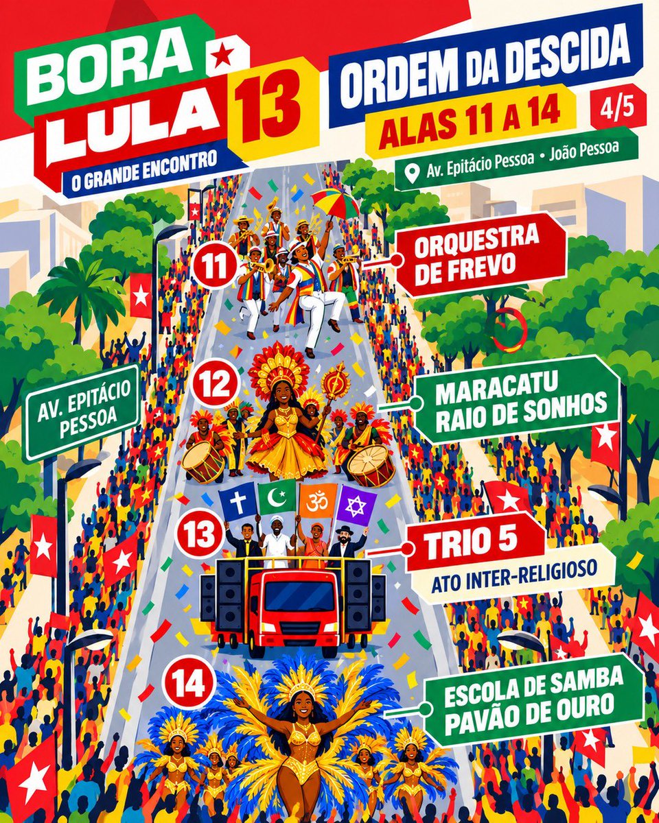 nrlfilho's tweet photo. 📣 ATENÇÃO, PESSOAL 📣
🚨 AGENDA DE MOBILIZAÇÃO EM
JOÃO PESSOA PASSANDO 🚨

Veja programação do Lulaço em João Pessoa! A concentração começa às 15:13 e a descida da Epitácio a partir das 17:13. Serão 18 alas, com 7 trios elétricos! Vamos todos para o último ato antes da vitória! https://t.co/jSbUAiMXg8