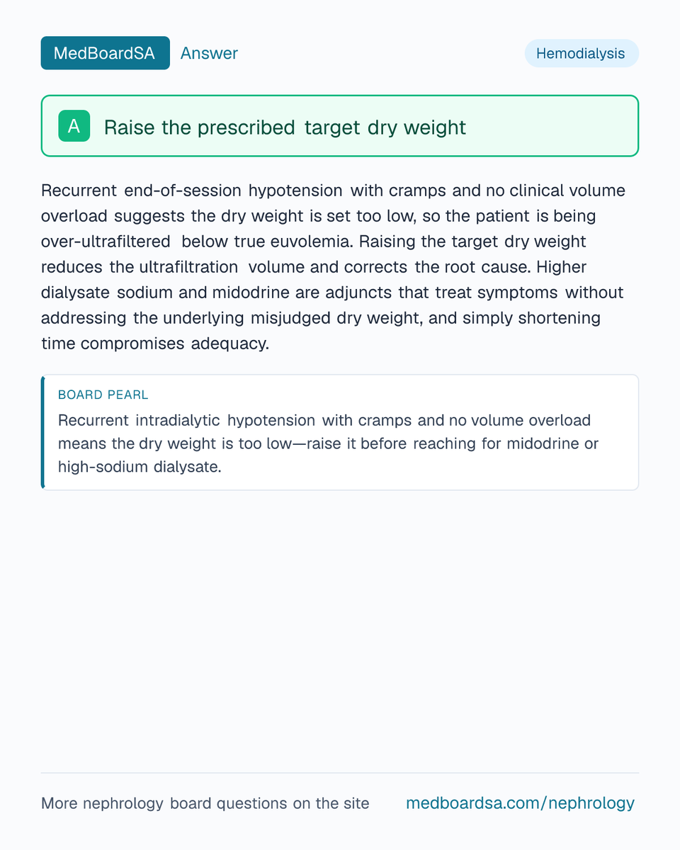 MedBoardSa's tweet photo. ✅ Here's the answer, with the reasoning.

Practise nephrology board questions with detailed explanations: https://t.co/ge5ZQfCG4t https://t.co/kZPjLeE95F
