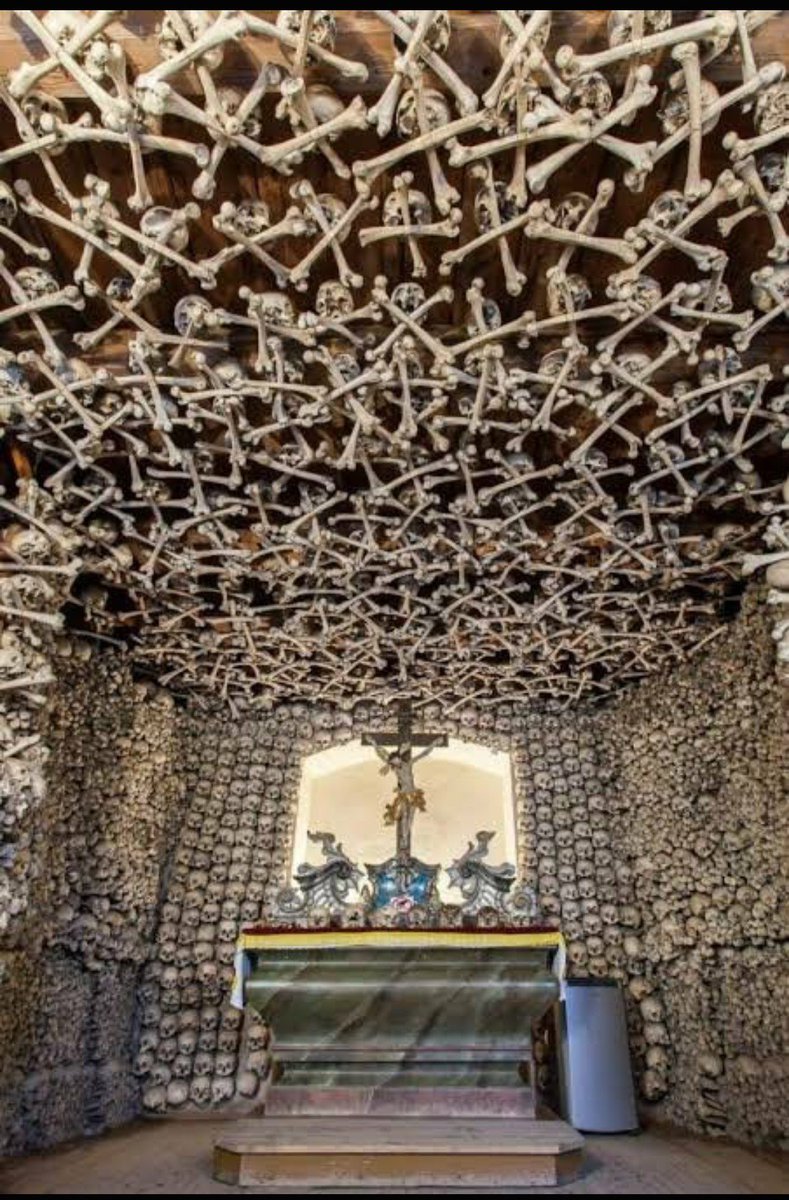 PanMelanians's tweet photo. @fut__global @eaglestowerX Catholic Church parish designed with human bones and skulls. The people that brought Christianity to you were are the original people that sacrificed millions of Human lives in the name of their god https://t.co/yE1d8H4Ezi