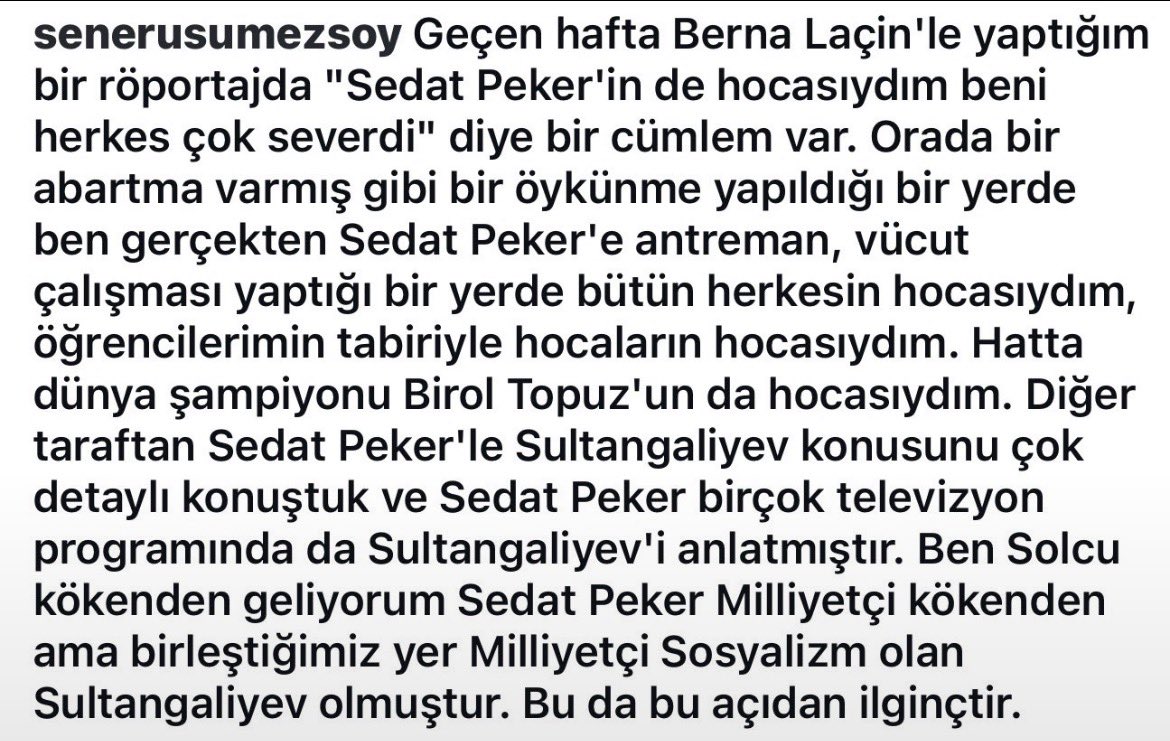 brumtymk's tweet photo. Şener Üşümezsoy’dan Sayın Reis Sedat Peker açıklaması!

Farklı siyasi kökenlerden gelmelerine rağmen Reis Sedat Peker’le kendilerini Milliyetçi Sosyalizmin öncülerinden Sultangaliyev düşüncesinin buluşturduğunu ve bu konuda uzun uzun sohbet ettiklerini belirtti. https://t.co/9Jszxa9Xdj