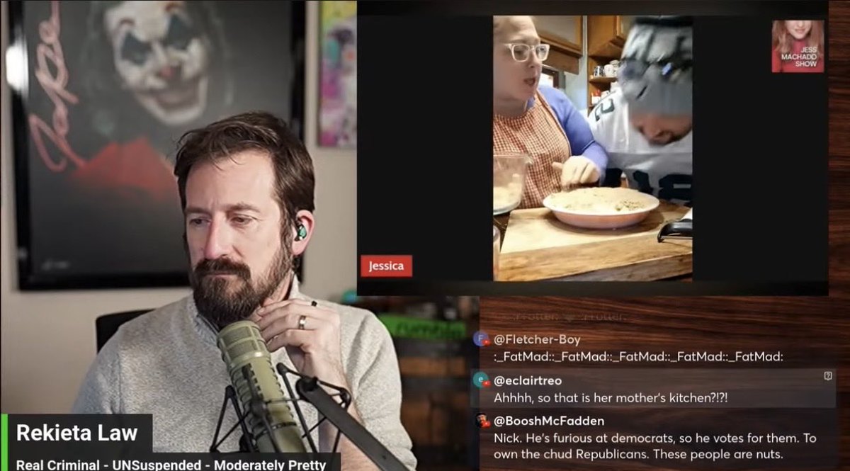 SomerSnatchDonk's tweet photo. @RekietaLaw roasting Jess Machado and her goofy husband last night was hilarious! https://t.co/NNJfVqo5ck https://t.co/xKTTd82zY3