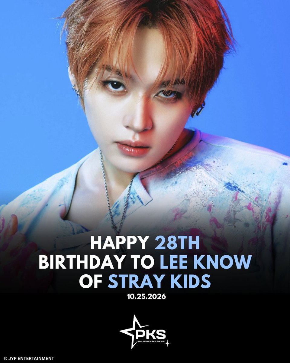 PKS_Official's tweet photo. Happy 28th Birthday to #LeeKnow of #StrayKids! 🥳🎉 https://t.co/VqTADd1MxB