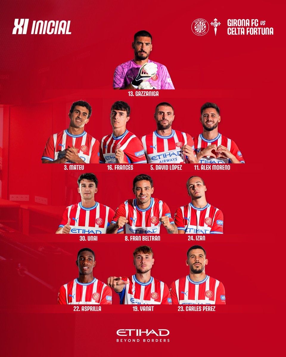 GironaFC's tweet photo. 𝐎𝐍𝐙𝐄! ❤️🤍 https://t.co/0LzMV9bbjz