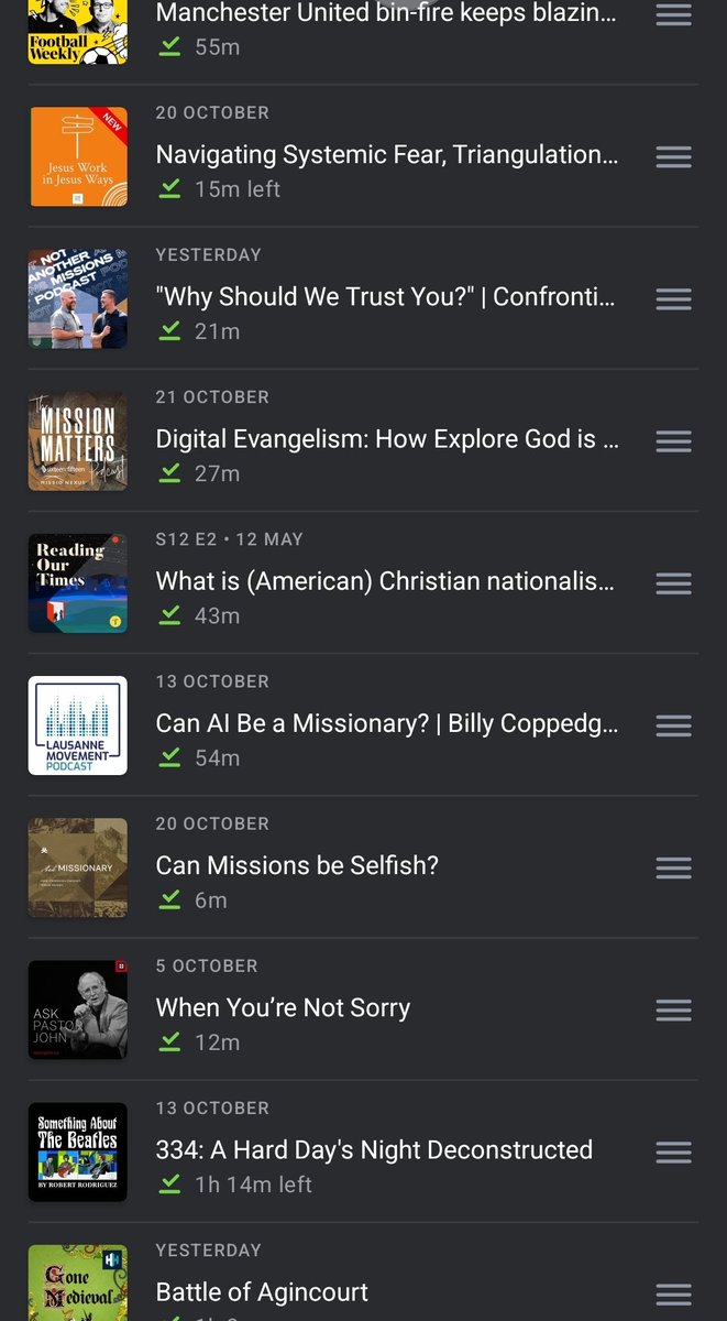 ChrisHowles's tweet photo. Podcasts for tomorrow's run. I'm gonna see if I can do 13 miles... It's been months since I got to that distance. https://t.co/FGShspMwBH