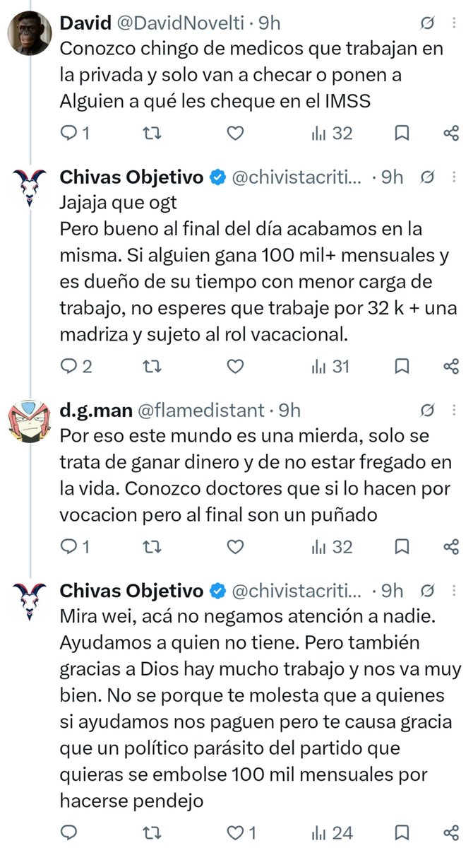 ProfesorChairo's tweet photo. Más claro ni el agua. Los matasanos quieren ganar en el IMSS lo mismo que ganarían en el sector privado donde abusan de los pacientes cobrando más de 1000 pesos por una consulta y la noche de hospitalización puede llegar a costar 100 mil pesos o más. Indolencia y avaricia. https://t.co/ERGTiYMche
