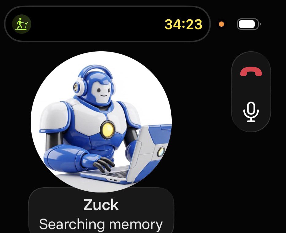 gambrill's tweet photo. I just noticed voice call functionality popped up on @Muse for me. 

The onboarding to the feature is simple and it asks if you want to change the voice. If you do, it’ll give you options to pick from based on your description. 

The voice interaction is really good and sounds natural. And there’s a running transcript that happens in the chat.

I ended up talking to it a lot during my workout on the treadmill this morning. 🤣

I got no official notice that the feature was available and I’m not sure how it’s rolling out. 

☎️🦾
