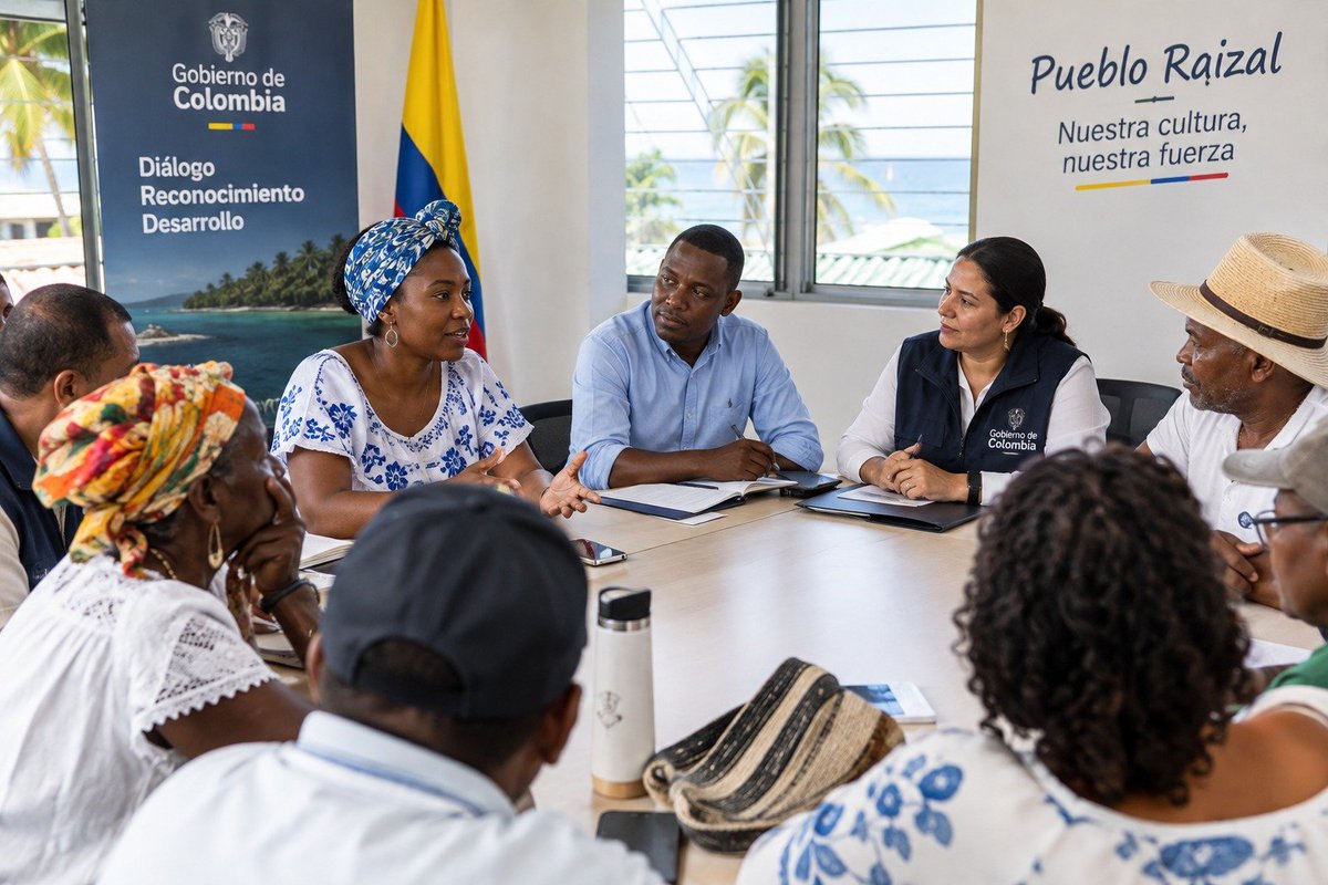 MinInterior's tweet photo. Avanzamos en el acercamiento con las autoridades e instancias representativas del #puebloraizal . 

Sostuvimos un encuentro para escuchar sus inquietudes, conocer sus prioridades y fortalecer el diálogo en favor de la comunidad y del #archipiélago. https://t.co/Gzkt2WDw6o