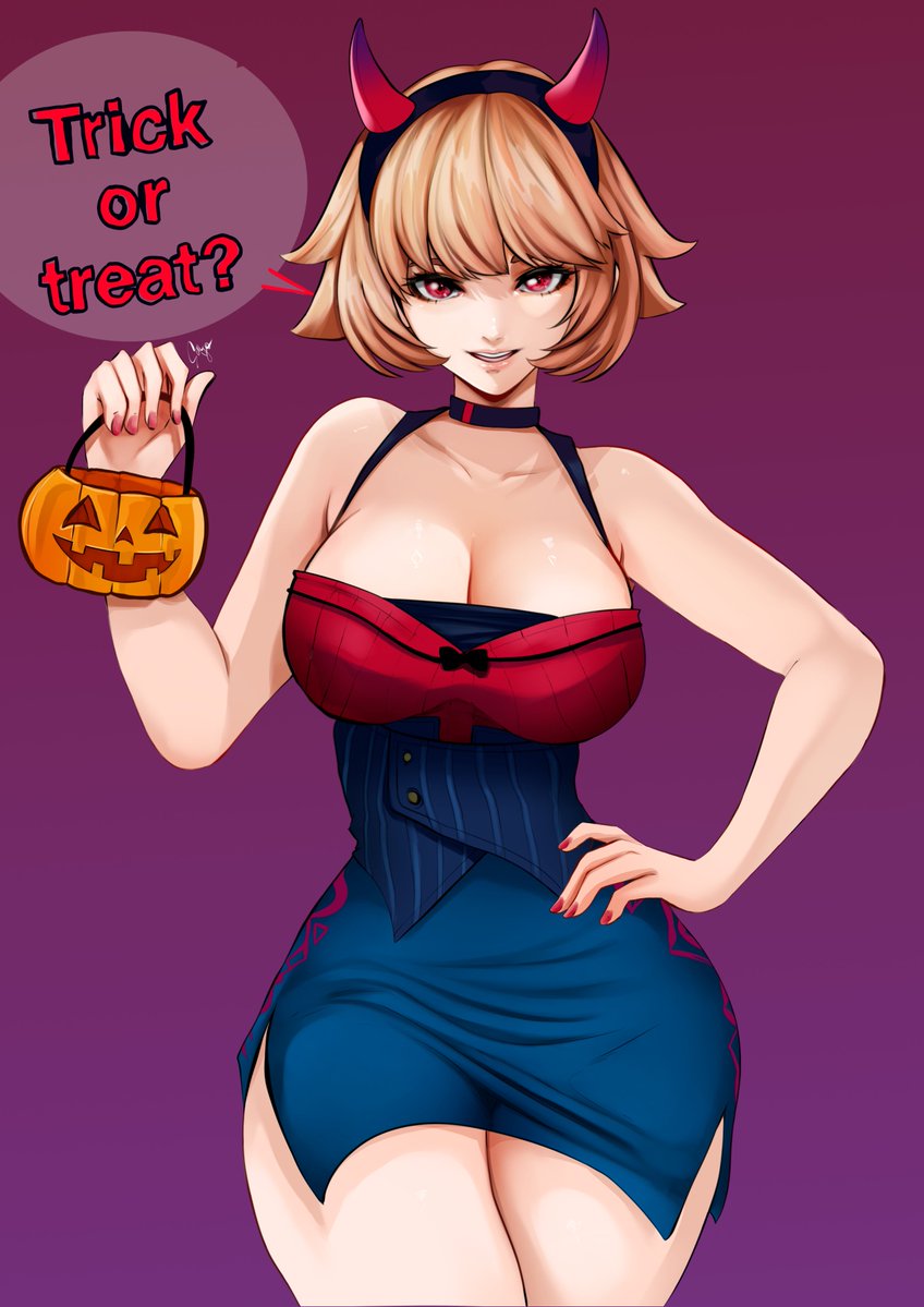 Sanyo_draw18's tweet photo. Si si… ya se en lo que piensas, muy subidito de tono 🥵me vale madres, mmmm dulce o truco?
.
.
#zenlesszonezero #halloween #fanart #waifu #anime https://t.co/DymtTQRhrZ