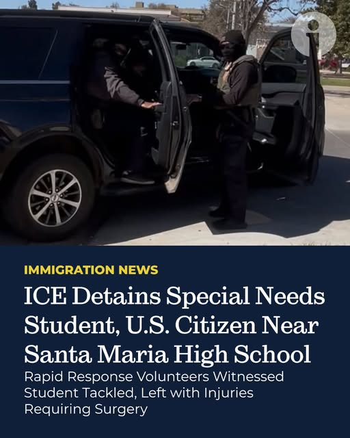 JamesTate121's tweet photo. You don't hate this administration enough. I hope they sue. 
A Santa Maria High School student with special needs was detained by federal immigration enforcement less than a half mile from the school campus on Thursday morning. The student, who was described as non-verbal, was on his way to school when he was apprehended for matching the description of another person. Witnesses at the scene said he was aggressively tackled, restrained, and questioned before being left with multiple injuries, including a broken wrist.⁠
⁠
Volunteers with the 805 Rapid Response Network have been on the ground every morning in Santa Barbara County, documenting verified ICE activity and alerting the community through the 24/7 hotline. The Rapid Response team reported the incident immediately and confirmed the details with eyewitnesses and Santa Maria Joint Union High School District staff. Nearby security camera footage also confirmed ICE was involved in the incident.⁠
⁠
When ICE officers left the student on the street, he made his way to the campus, and school staff arranged for an ambulance to provide medical attention. School administration said the student’s injuries included lacerations, bruising, and a wrist that required surgery.⁠
⁠
On Saturday, October 24, 805 Undocufund will be holding a rally in Santa Maria starting at 5 p.m. on South McClelland Avenue. ⁠
⁠
“We call on the community to stand alongside us as we keep on calling for the protection of your immigrant community!” the group wrote in a post announcing the rally. “Show up for each other — our communities are under attack and we will not back up, we will keep showing up everyday!”⁠
Read more: https://t.co/FbAulLmq7o...
