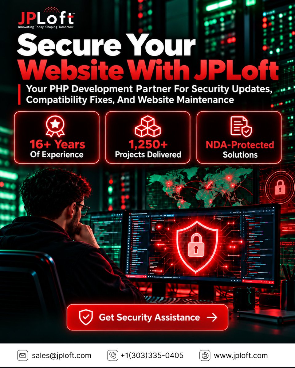 jploftsolutions's tweet photo. PHP2Shell puts website security in the spotlight. Check your PHP status, patch vulnerabilities, and protect your website from security risks. Check your website: https://t.co/91leiQWDLn
#PHP2Shell #PHPSecurity #WebsiteSecurity #WebDevelopment #JPLoft https://t.co/sd5ptqwvYJ