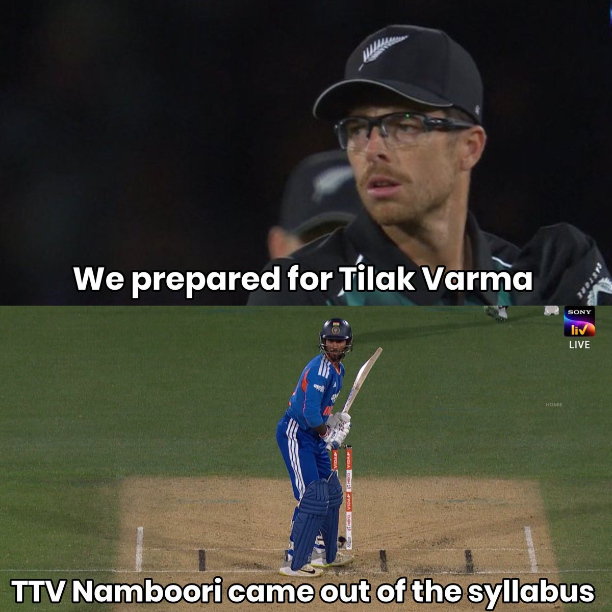 homelander_yyy's tweet photo. Mitchell Santner just had a glimpse of TTV Namboori 🥶🤣 https://t.co/j1bSKL8KrQ