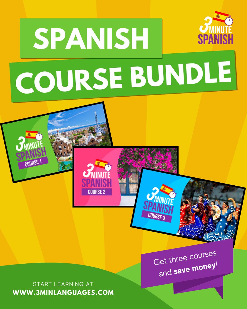 3MLanguages's tweet photo. Hola 🙂🇪🇸

Start with my 3 Minute Spanish Bundle (Courses 1–3). The easiest path for beginners, and you’ll save money.

Bundle 👉 https://t.co/NBfsa1y6V5 

All my Spanish courses: https://t.co/OqkdEn4lb0 

#learnSpanish #Spanishonline #Spanishlessons https://t.co/qZtZOKXbGu