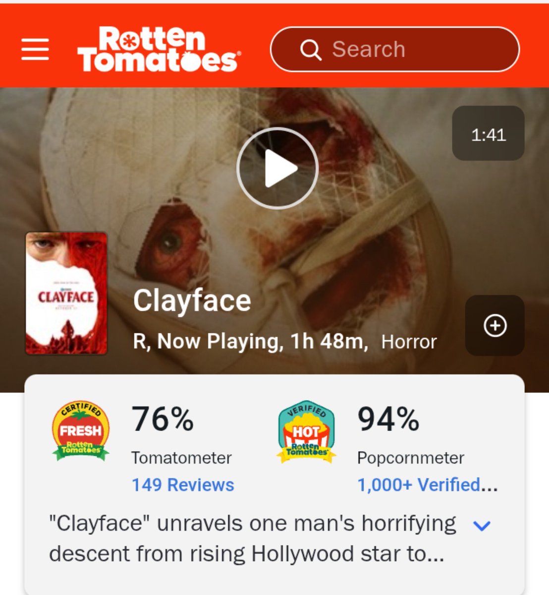 OpsRemo's tweet photo. Clayface is rulling critics and general audience 💥

Just waiting for the weekend box-office to blow up

#clayface #clayfacemovie #absoluteclay https://t.co/KJQIXzmePu