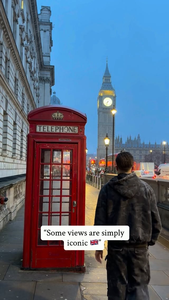 97Aydiin's tweet photo. Some views are simply iconic. For this crowd-free shot, go early: Big Ben, the red phone box, and London streets before the city gets busy. Save it for your next London trip. https://t.co/sGRVqLjv89