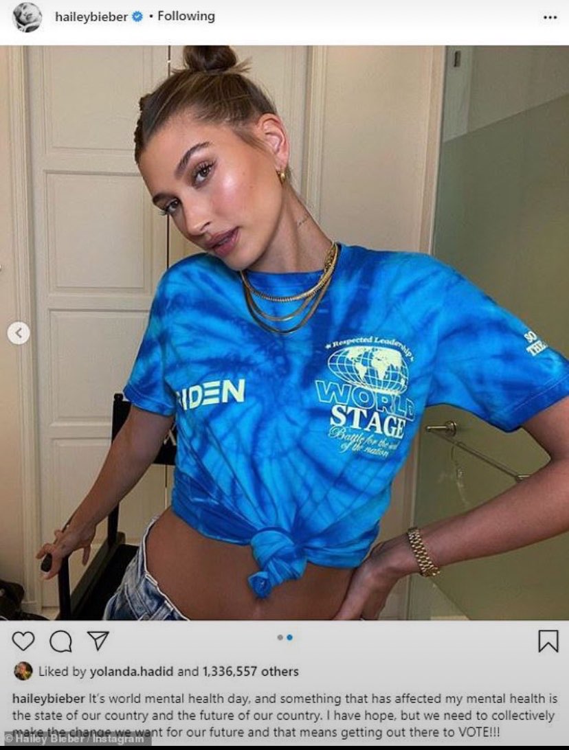 rhodesizzlr's tweet photo. a hailey se posiciona contra o trump há uma década. uma PARTE da família apoiar ele não quer dizer nada. ELA É UMA MULHER ADULTA que tem a própria opinião. O jb tbm já se posicionou contra ele várias vezes. parem de espalhar mentiras sobre as pessoas de forma tão descarada assim https://t.co/tvd46Tvrwr