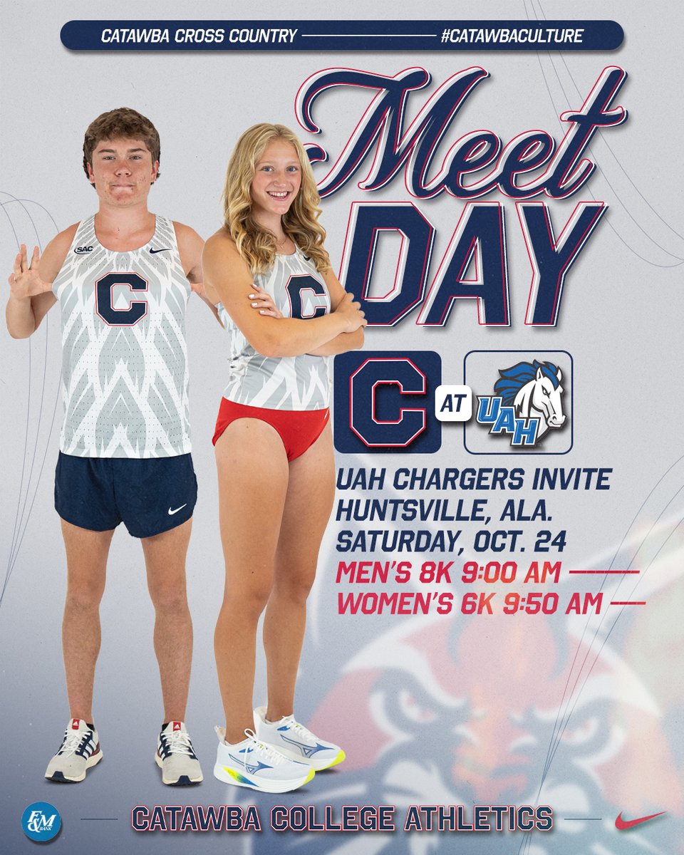 CatawbaIndians's tweet photo. Spikes on the ground in Alabama 🏃➡️
🏁 UAH Chargers XC Invitational
📍 Huntsville, Ala.
⏰ Men's 8K - 9 a.m. | Women's 6K - 9:50 a.m.
📊 https://t.co/NwWPIJ1Mlh
#GetAfterIt | #CatawbaCulture https://t.co/ewYrlum2J8