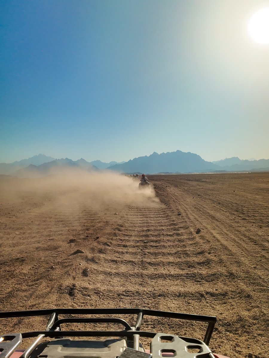 spacefraser's tweet photo. Quad biking through the Egyptian desert for Joss’ 30th was unforgettable: 50km of dunes, Bedouin culture, camel rides, and stargazing through a telescope. Dusty, bumpy, and absolutely worth it. Wear clothes you do not mind ruining. https://t.co/TbBhCEb9nd