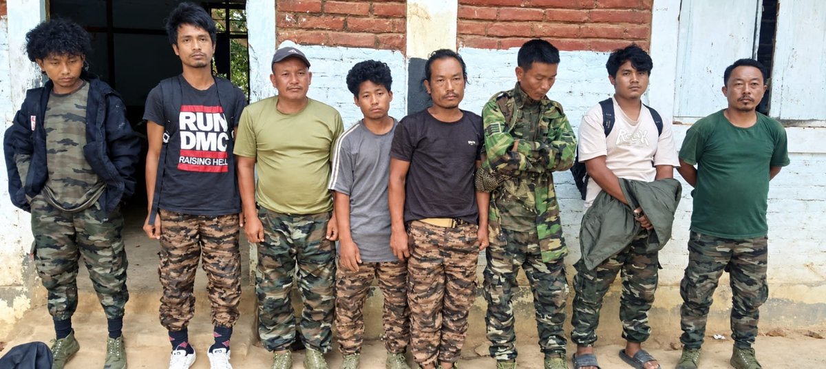 manipur_police's tweet photo. Sinai Camp Operation (23/10/2026)

On 23/10/2026, a joint operation by Manipur Police, QAT CRPF and CoBRA was conducted at Sinai Camp, a designated SoO camp of KNO/KNA and KNO/KLA.

During verification, 17 individuals were found impersonating registered SoO cadres (8 KNA and 9 KLA) using false identities. All 17 were arrested.

Seizures: 24 firearms, 38 magazines, a large quantity of ammunition, explosives, wireless communication equipment and other combat gear.

Accordingly, FIR No. 20(10)2026 YPI-PS was registered under relevant provisions of the BNS, Arms Act, Indian Wireless Telegraphy Act and Explosive Substances Act.

All 17 accused have been remanded to 08 days' police custody till 31/10/2026. Their medical examinations have been completed.

Further investigation is underway regarding the involvement of camp functionaries, impersonation, unauthorised possession of arms and violations of SoO ground rules.