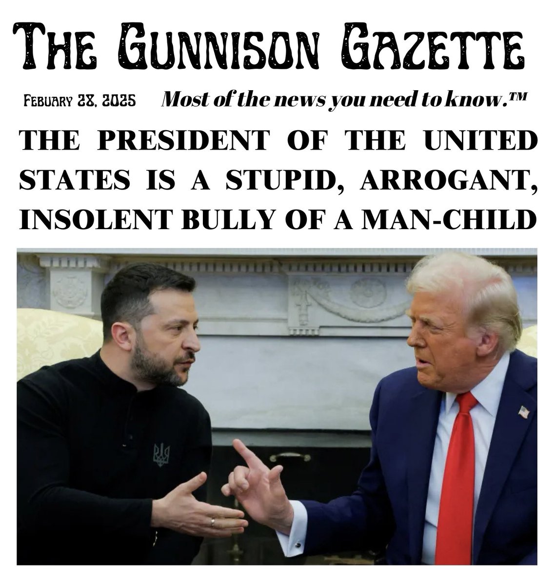SA_Gunnison's tweet photo. Just a reminder to those of us paying attention that we knew Donald Trump was working for Russia BEFORE the election,

So anyone jumping on board with this “the USA is Russia now” bullshit is working for Putin

anyone jumping on board with this “the USA is Russia now” bullshit is working for Putin

The White House still has their tweet up gloating about this little incident if you want to go fact check me. 👇