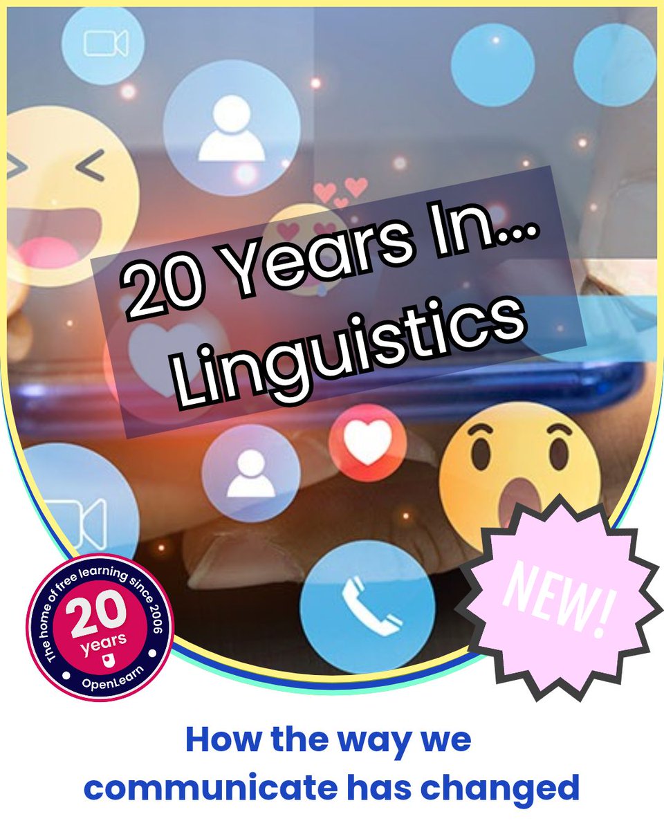 OUFreeLearning's tweet photo. Our '20 years in...' series was created to celebrate our 20th anniversary, looking back at the last 20 years across different subjects.

We start by looking at how our use of #language &amp; the way we #communicate has changed over the last 2 decades...

https://t.co/Jsex7WDYE1 https://t.co/iNfu8DDbsj