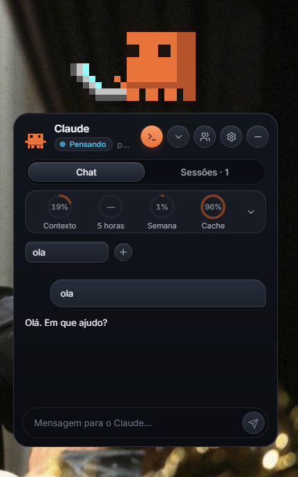 felliper4_'s tweet photo. Fiz um mascote pro Claude Code no Windows
ele fica flutuando num canto da tela e mostra em tempo real o que suas sessões do Claude Code estão fazendo. Ele recebe os eventos do próprio Claude Code e muda conforme a situação. 
Mais nos comentários ⬇️ https://t.co/tkx7EhovBX