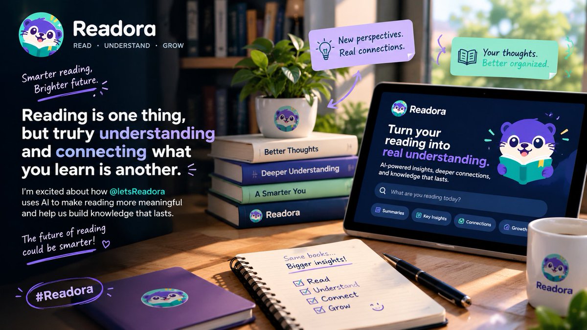 adlunaire's tweet photo. The idea of making reading more intelligent and personalized is genuinely interesting. ๐ AI could help people go beyond collecting information and start connecting ideas in a more meaningful way. Interested to see how @letsReadora develops this vision. #Readora https://t.co/zsjSIazvW4