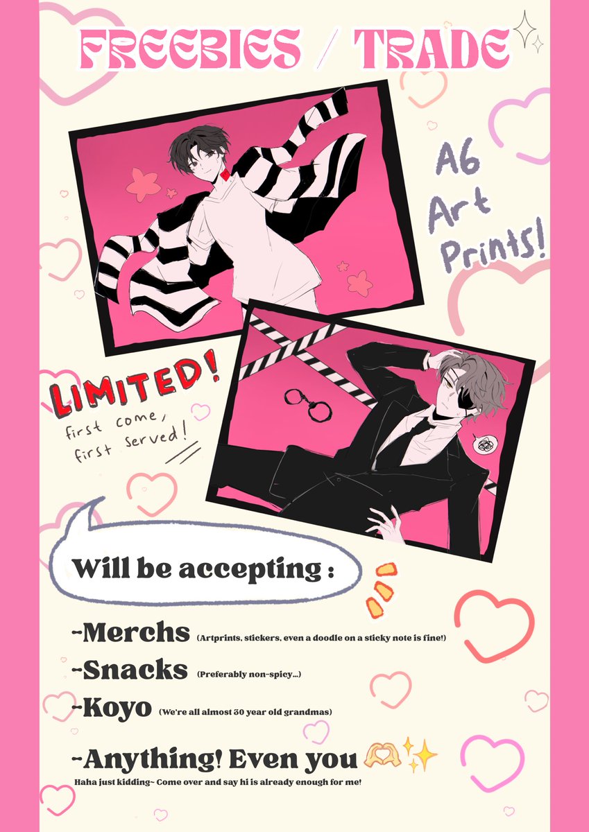 shrimpici's tweet photo. [4/5] And here is my Freebies / Trade for CF23 💖

I accept basically anything! Even just saying hi is enough, so come over and say hi~ 🫶✨ https://t.co/Mtyk6TZRQ5