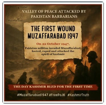 Vihaan002's tweet photo. What Pakistan calls "liberation" was in truth an invasion- armed tribesmen sent to capture innocent Kashmiri towns like Domel and Muzaffarabad #rememberMuzaffarabad1947 #WeRememberDomel #PakistanBackedTerror1947 https://t.co/OqnTXkdMXB