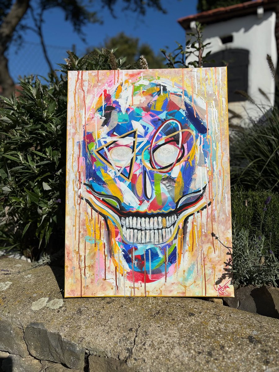 CharlyLiyi's tweet photo. Color Blast Skull 
50x70 cm – volný

Akrylový obraz plný energie, barev a kontrastů. Lebka, která není temná, ale živá, hravá a zářící. https://t.co/MoG02TYQmh