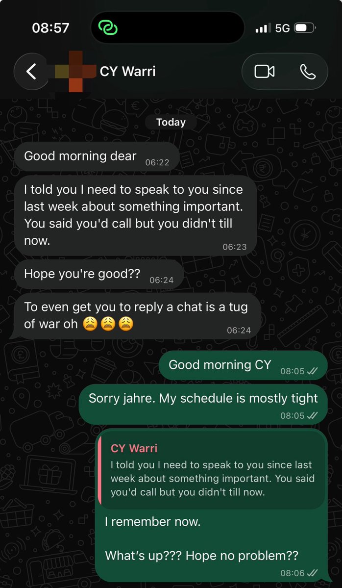 Onomz_D1's tweet photo. So I worked night shift yesterday and upon getting home this early morning, I got a WhatsApp message from someone in Nigeria. 

I just woke up and still do not know if I feel rage or laughter. And no, it wasn’t billing but you wouldn’t believe the nonsense I was told. 👇🏽👇🏽

Check the comment section for the last slide.
