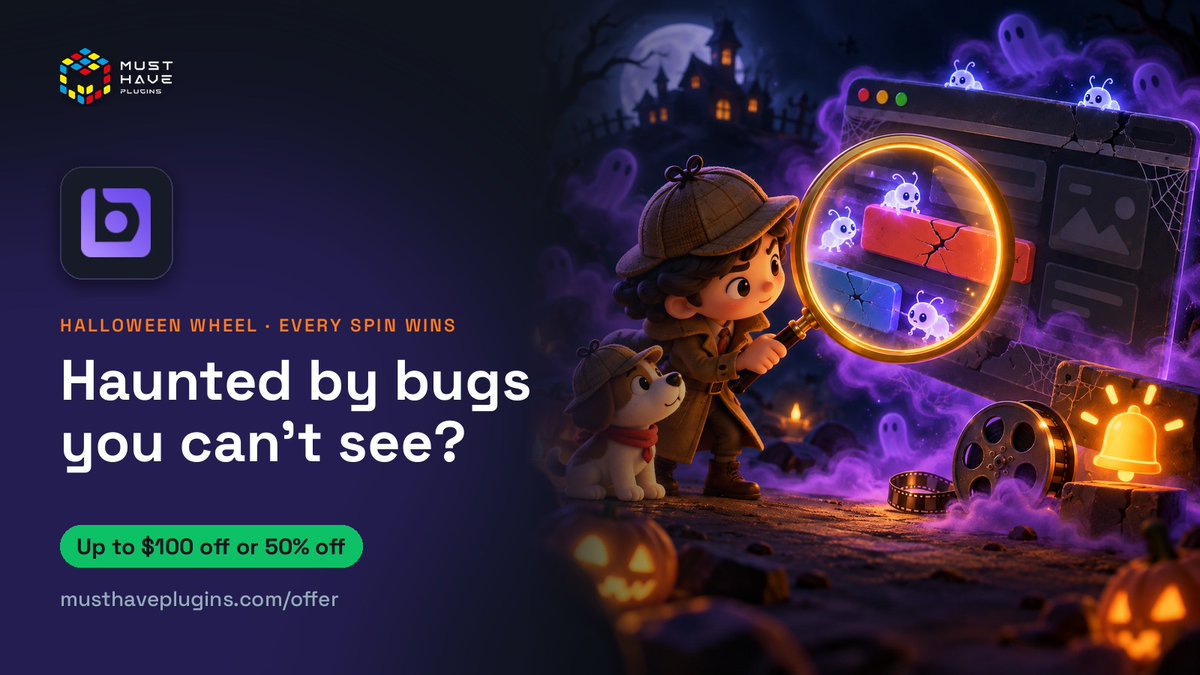 musthaveplugins's tweet photo. 🔦 Something is haunting your checkout, and visitors won't tell you. BugMonitor catches the errors they hit and shows what happened with a session replay.

🎃 Halloween wheel: up to $100 or 50% off, every spin wins 👇
https://t.co/QuTMnquGZ9

#Halloween #WordPress https://t.co/SkKTkKrfWK