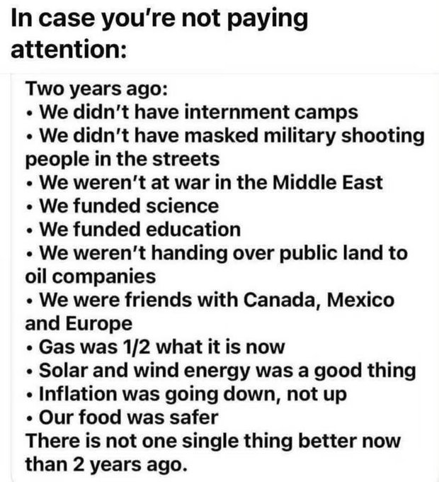 MICHAELDOLLAR's tweet photo. 2 YEARS Ago We Did Not Double Cross Allies #IranWar‌ MASKED #ICE MURDERS Doubled GAS Prices We Funded SCIENCE &amp; EDUCATION etc... @cspanwj Vote Blue Or We Are All SREWED To Save America DEMOCRACY Stop Trump 26 Cuba Melania Lebanese ISIS Lebanon Pope Leo Jared Kushner WestBank https://t.co/wFawaN4qlK
