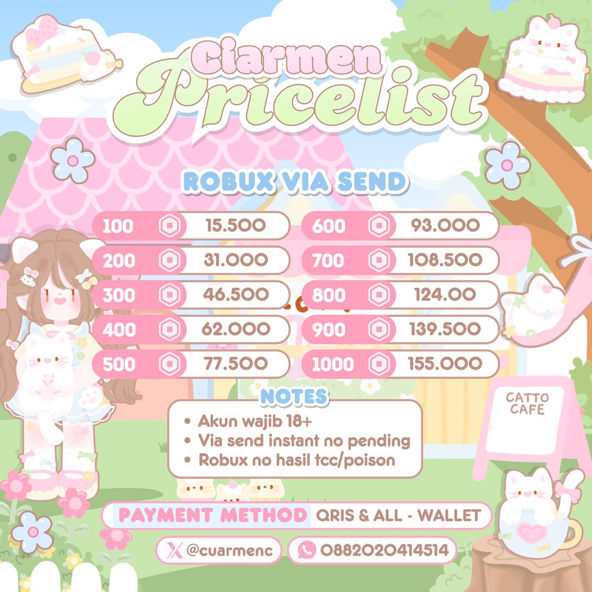 cuarmenc's tweet photo. ready yukk robux visendnya r155
avail ecer pecahan yaa fast bisa ke wa ajaa / mt @ after dm 😆🫰🏻
https://t.co/W1vJYajRcZ https://t.co/PRpdZFiGCK