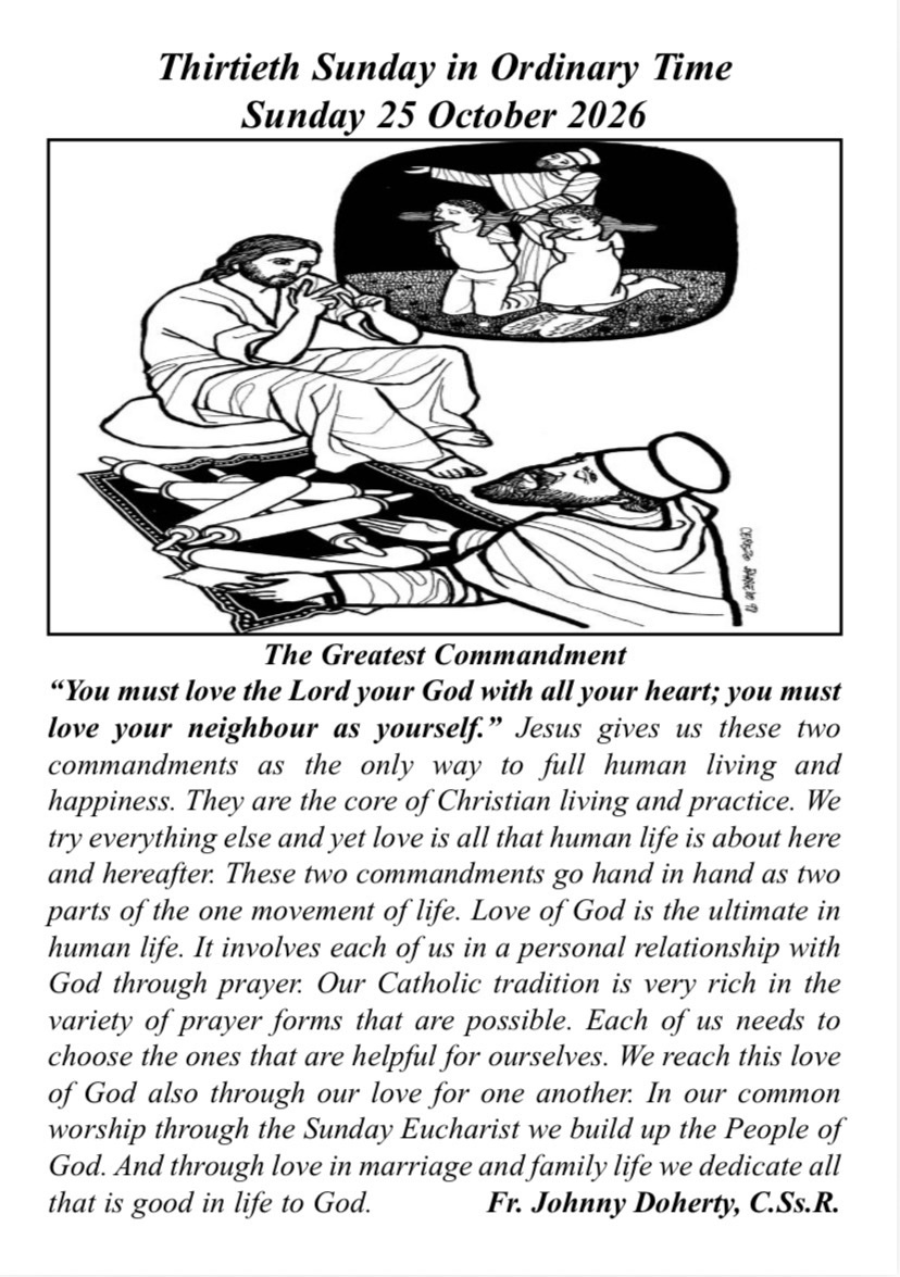 GreenloughP's tweet photo. 30th Sunday  in Ordinary Time - 25 October. Gospel reflection from Fr. Johnny Doherty CSsR, Clonard. Please click on image to enlarge or visit:

https://t.co/TdyqmeMuTF

@JohnnyDoherty3
@ClonardMBelfast
@ParishLavey
@paddicurran1
@editorthenet15
@RedComsIreland
@redsireland https://t.co/ES0HWK3d0x