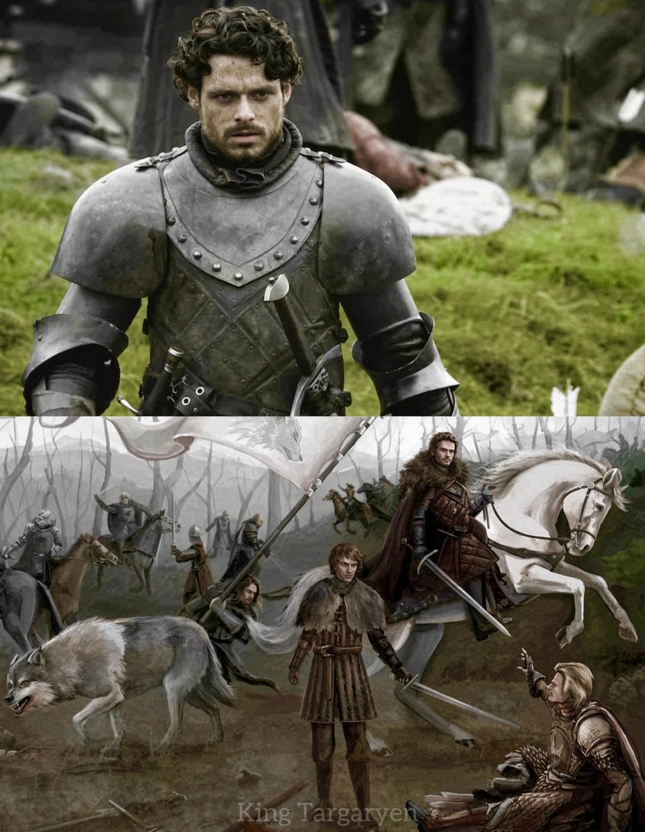 KingTargaryenn's tweet photo. Así fue la Batalla del Bosque Susurrante que la serie omitió, en la que Robb capturó a Jaime Lannister.

Una de las cosas que más me gustan de los libros es cómo George R.R. Martin convierte una batalla en un juego de estrategia.

El Bosque Susurrante es un buen ejemplo.

Robb sabía que no podía enfrentarse de frente al ejército Lannister, que le superaba en número. Así que decidió engañar a Tywin.

Envió a la mayor parte de su infantería (unos 16.000 hombres), bajo el mando de Roose Bolton, directamente hacia él. Tywin creyó que se enfrentaba a todo el poder del Norte.

Mientras tanto, Robb tomó en secreto a toda su caballería pesada (unos 6.000 jinetes, entre norteños y fuerzas Frey) y marchó a toda velocidad hacia Aguasdulces, donde Jaime Lannister mantenía el asedio.

Ahí empieza lo bueno.

Jaime tenía sus fuerzas divididas en tres campamentos alrededor del río y, aburrido del asedio, subestimó por completo al “Joven Lobo”. El Pez Negro (Brynden Tully) salió con una pequeña fuerza, atacó las líneas de suministro y las patrullas Lannister, y luego fingió retirarse.

Jaime, convencido de que solo estaba persiguiendo a unos cuantos cientos de jinetes rebeldes, mordió el anzuelo y salió tras ellos con unos 2.000 hombres de su caballería de élite.

No sabía que estaba entrando en una trampa.

El Pez Negro lo atrajo hacia un valle boscoso y angosto, de noche. Cuando la caballería Lannister se internó en el Bosque Susurrante, sonaron los cuernos de caza de Maege Mormont.

Los arqueros norteños, ocultos en las laderas, empezaron a lanzar lluvias de flechas, y la caballería de Robb cargó desde varias direcciones.

Jaime quedó rodeado, atrapado por el terreno y superado en número.

Pero en lugar de intentar escapar, hizo algo desesperado: reunió a los hombres que le quedaban y cargó en línea recta hacia el estandarte de Robb Stark, con la idea de matarlo y acabar con la guerra de un solo golpe.

Ahí vemos al Jaime de los libros.

Se abre paso entre la guardia personal de Robb y acaba con varios hombres, entre ellos Torrhen Karstark y Eddard Karstark. Está a punto de llegar hasta Robb cuando su espada queda atrapada.

Ese instante basta.

Una marea de norteños, entre ellos el Gran Jon Umber, se le echa encima, lo derriba del caballo y consigue capturarlo.

La victoria de Robb es absoluta: destroza la fuerza de Jaime, captura a varios lores del Oeste y, sobre todo, se hace con el Matarreyes. El equilibrio de la guerra cambia de golpe.

Siempre me ha dado pena que nunca pudiéramos ver esta batalla en la serie.

No solo porque está muy bien planteada en cuanto a estrategia, sino porque habría sido la oportunidad perfecta para ver a Jaime demostrar por qué, en los libros, se le considera uno de los mejores espadachines de Poniente.

Ese último ataque desesperado contra Robb habría sido una auténtica locura de ver en pantalla.