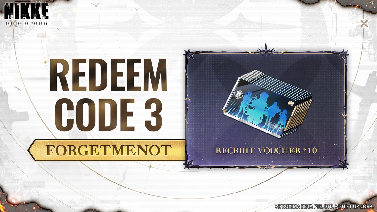 NIKKE_en's tweet photo. 【4th Anniversary Livestream CD-Keys】

Celebrate NIKKE's 4th Anniversary with these special livestream CD-Keys!

Redemption Code: 
1. TOTHEFRONTLINE
2. RECLAIMTHESURFACE
3. GODDESSMARCHON
4. FORGETMENOT

📅 Redemption Period
Until 24 Nov, 23:59 (UTC+9)

How to Redeem:
- Log in to the game
- Tap [Notices] in the upper-right corner of the Lobby
- Open the [CD-Key Redemption Portal]
- Enter your CD-Key to claim your rewards

You may also redeem CD-Keys on our official Discord [cdkey-redemption] channel!
🔗: https://t.co/Lyfx2ZMNhb

#NIKKE4thAnniversary
