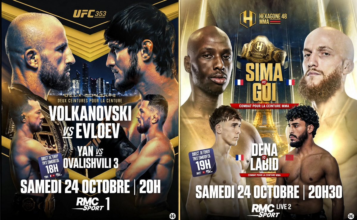 BoxeMag_com's tweet photo. LE DOUBLÉ ! Regardez en direct les cartes principales de l'UFC 333 et l'Hexagone MMA 48 à partir de 20h00 sur RMC Sport - Abonnement dispo en com. https://t.co/Pjyd6hZbap