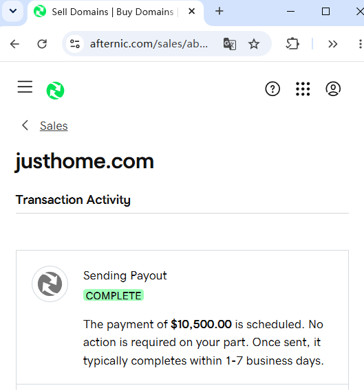 eaebcom's tweet photo. The domain https://t.co/VFy6Qf4Vkg sold on Afternic for $15,000, with a net payout of $10,500 after platform commission. https://t.co/h6AgX1VWuZ