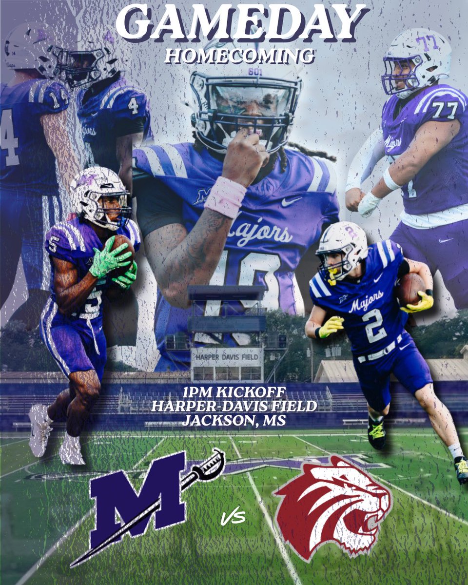 MajorsFootball's tweet photo. WELCOME BACK MAJORS PAST, PRESENT & FUTURE! HOMECOMING GAMEDAY!
⏰1pm
🆚Trinity
🏟️Harper-Davis Field
📍Jackson, MS
#d3football #gomajors #flipthem https://t.co/vjgc5EkaBw