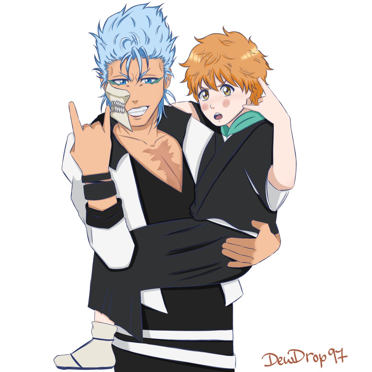 Dew_Drop97's tweet photo. AAAHHHH GRIMMJOW AS KAZUI’S MENTOR 😭🙏❤️‍🔥 https://t.co/h1IbzXSP9K