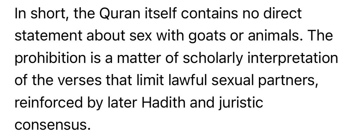 ImperatorTruth's tweet photo. I think I identified the problem. Mohammed forgot to tell the Muslims to not fuck goats. https://t.co/gxWq0HsuDr