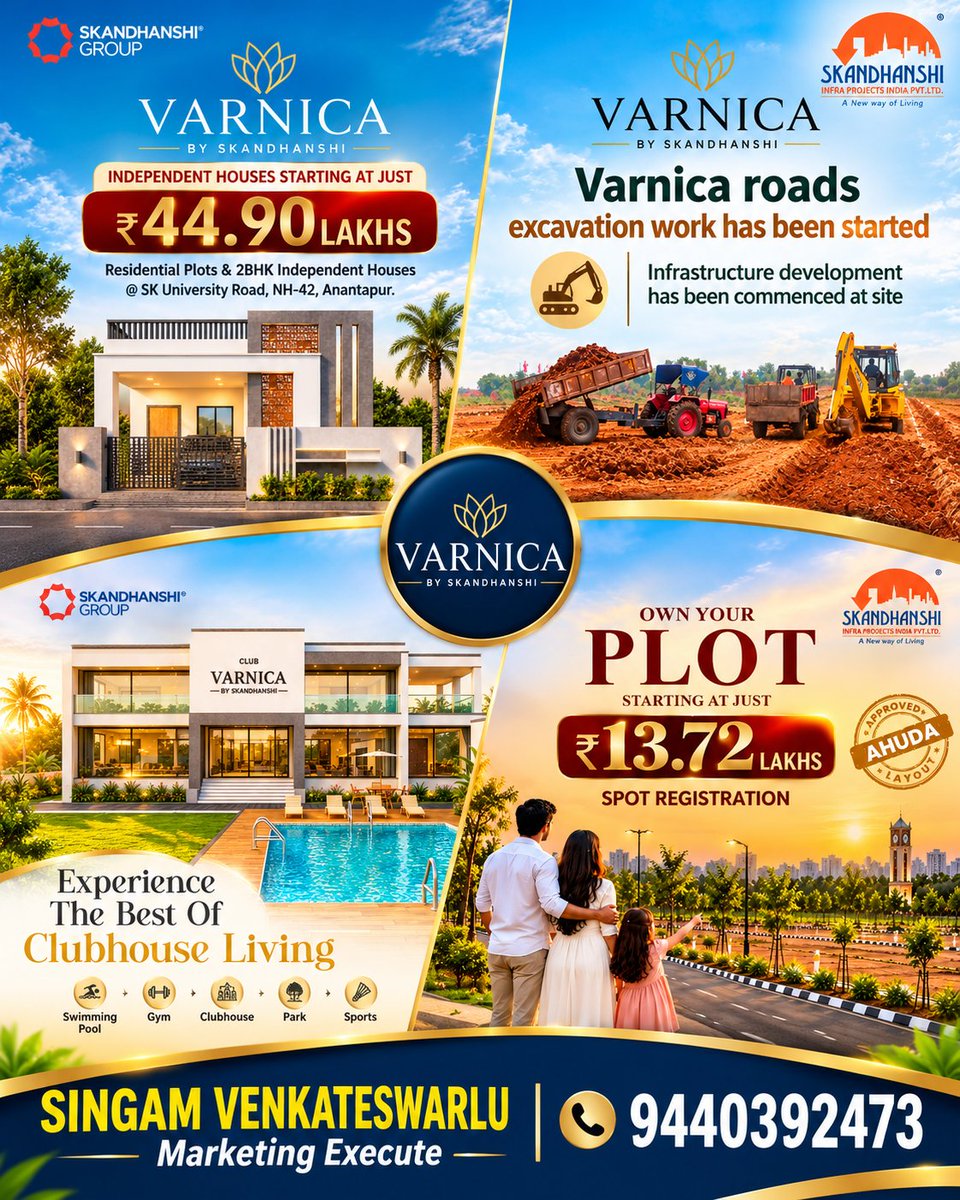 VenkateswarluMr's tweet photo. #ResidentialPlots &amp; #2BHK Independent Houses @SKUniversity Road, NH-42, #Anantapur.
#ClubhouseLiving
#INDEPENDENT #HOUSES STARTING AT JUST https://t.co/NeZeqiWeQH