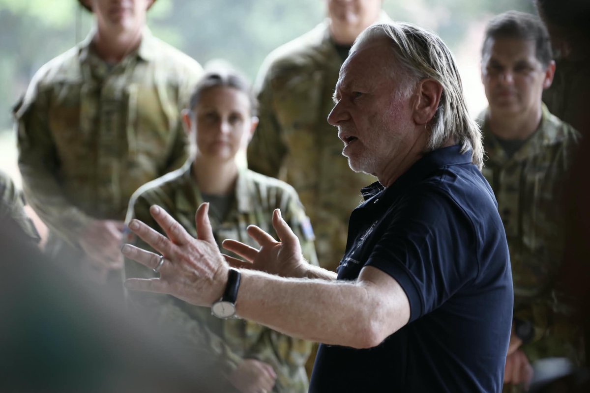 AusHCIndia's tweet photo. As we deepen our strategic partnership, the links between the Australian and Indian armies become more consequential. I visited the 120 members of 13th Brigade undertaking Ex #AUSTRAHIND in #Keralam today. Train to fight - train to win. @DefenceAust https://t.co/SuU6hMVZ4a