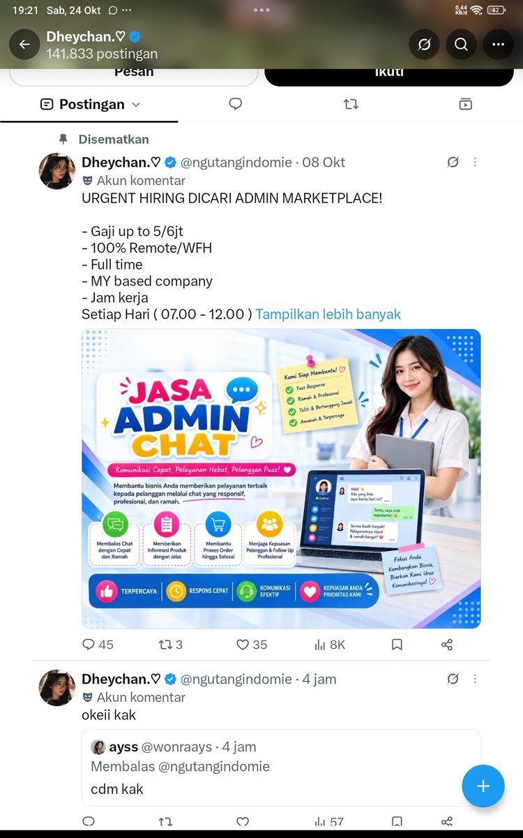 phuwinThangg's tweet photo. GUYSS ORG INI SCAM YAAAA, DIAA KYKNDPNAWARIM WFH DAN FREELANCE GITUU, baru ajaa kejadiannya di akuuu 
#viral #scammer #zonauang https://t.co/RvxHINUBkE