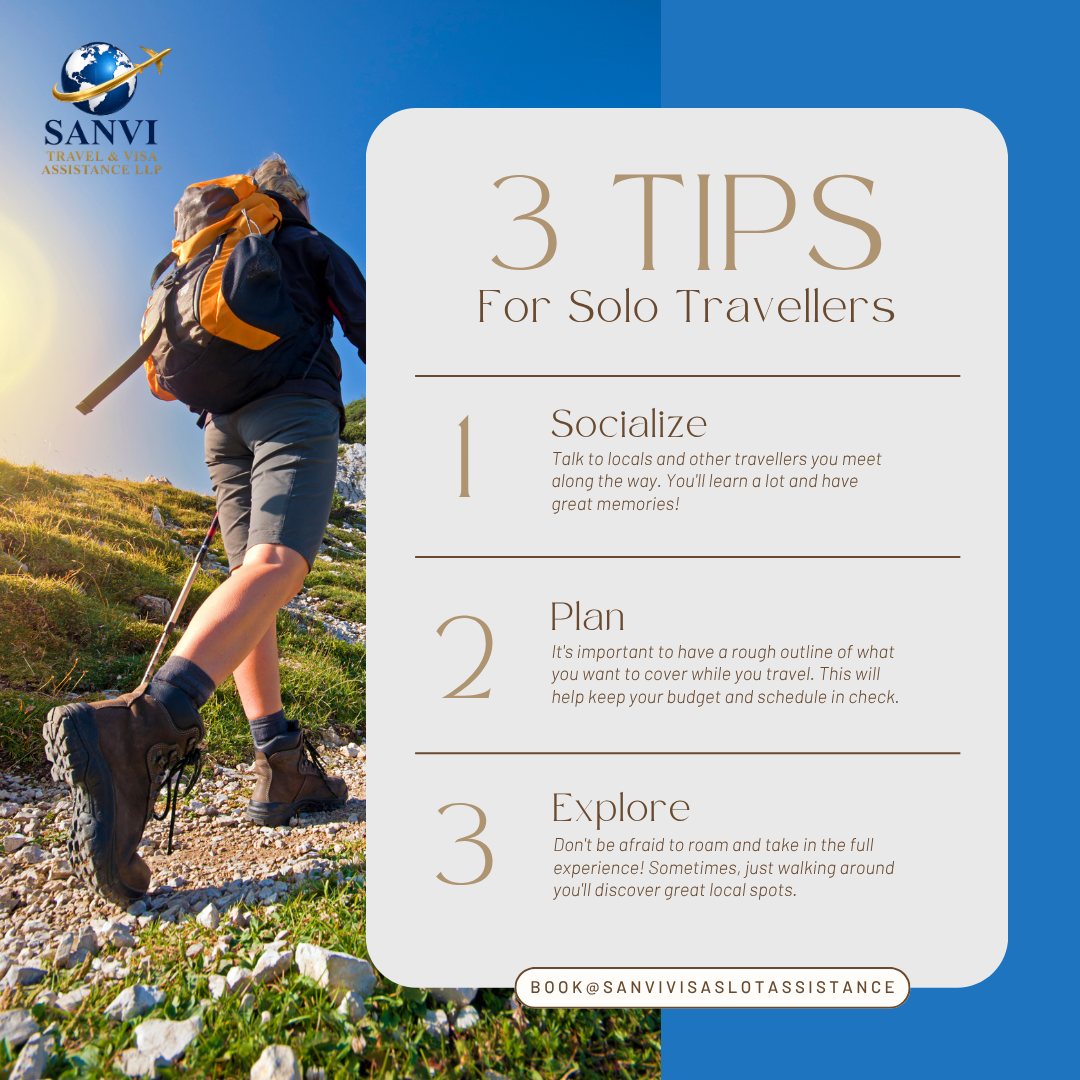 AlejandraEscamy's tweet photo. Solo travel is more than a trip; it builds independence, confidence, and unforgettable stories. Socialize with locals, plan your route and budget, and leave room to explore beyond the itinerary. Let Sanvi Travel &amp; Visa Assistance handle the https://t.co/ujoSuYaFVS