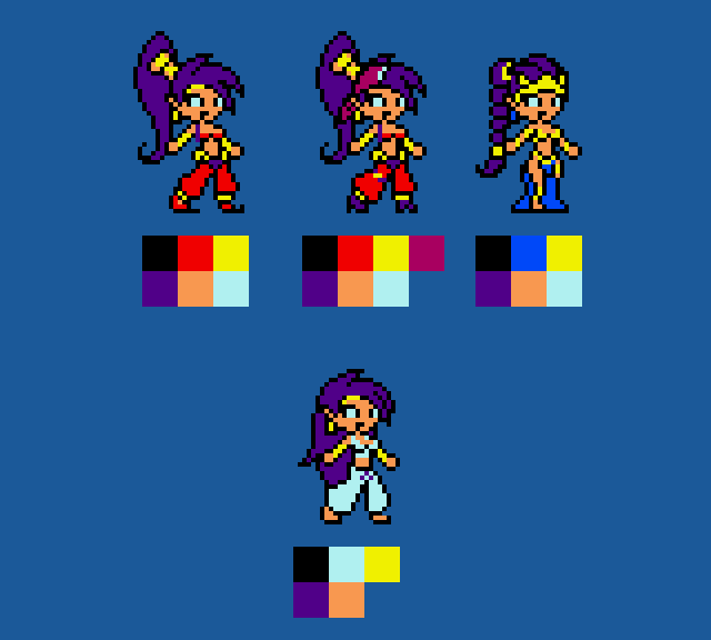 TheUltDark's tweet photo. Happy (late) birthday for the best Shantae game! 
it's so great I wanted one time try to demake as a GBC-like game like the original one, sadly it never got too far https://t.co/EeT713lYHu