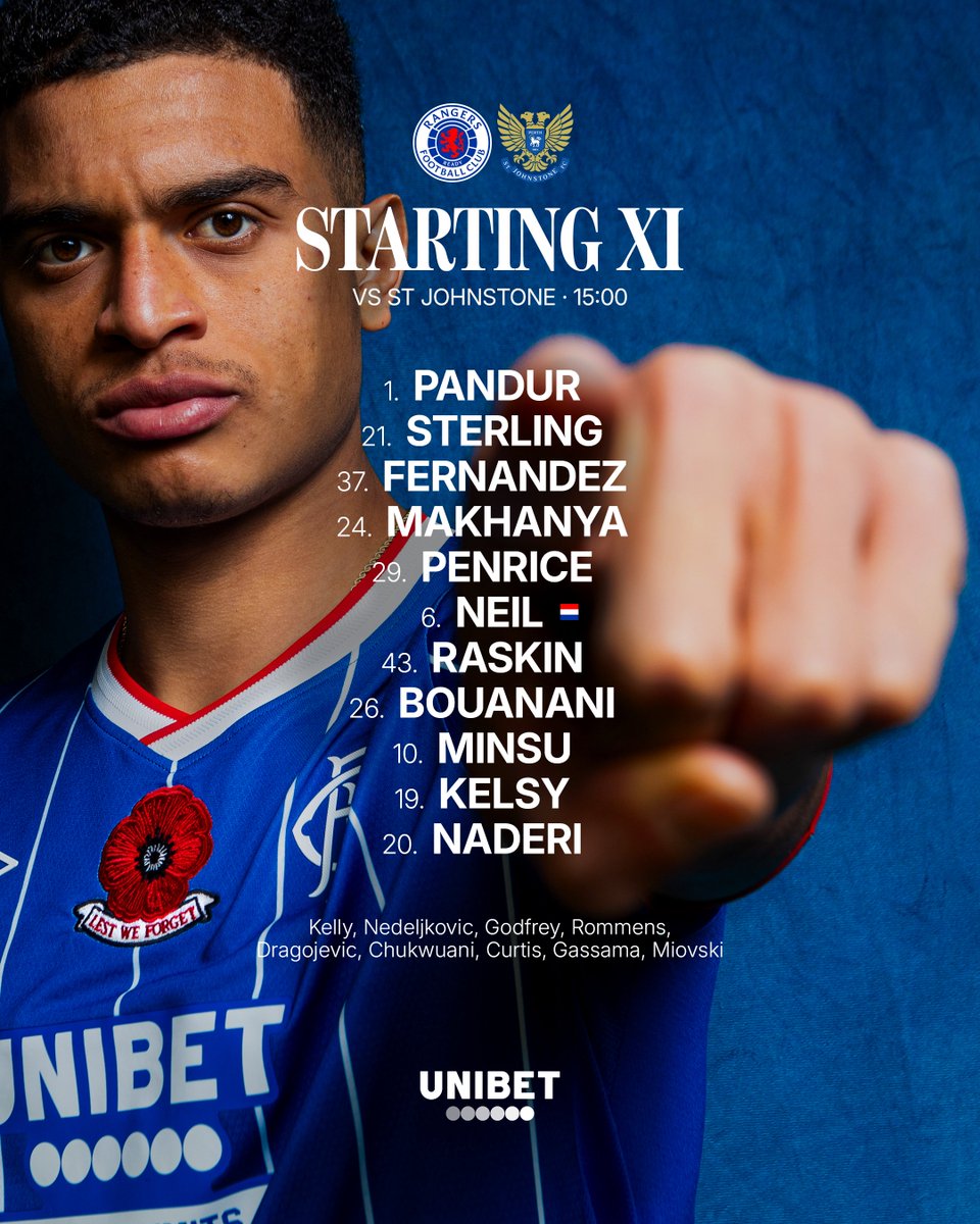 RangersFC's tweet photo. 🆕 Our Starting XI to face St Johnstone at Ibrox!

Team News | https://t.co/hzhAv1AIMh https://t.co/gIrayxMU2J